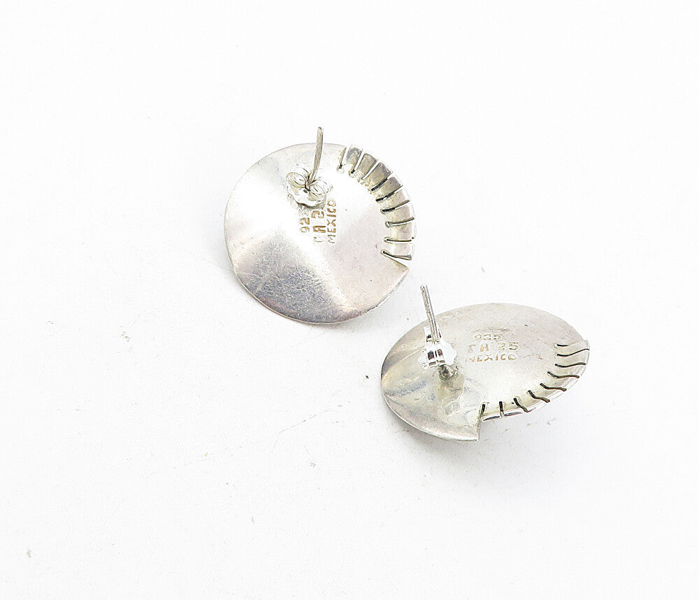 MEXICO 925 Sterling Silver  Vintage Twist Dome Button Drop Earrings  EG4026
