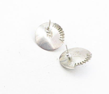 MEXICO 925 Sterling Silver  Vintage Twist Dome Button Drop Earrings  EG4026