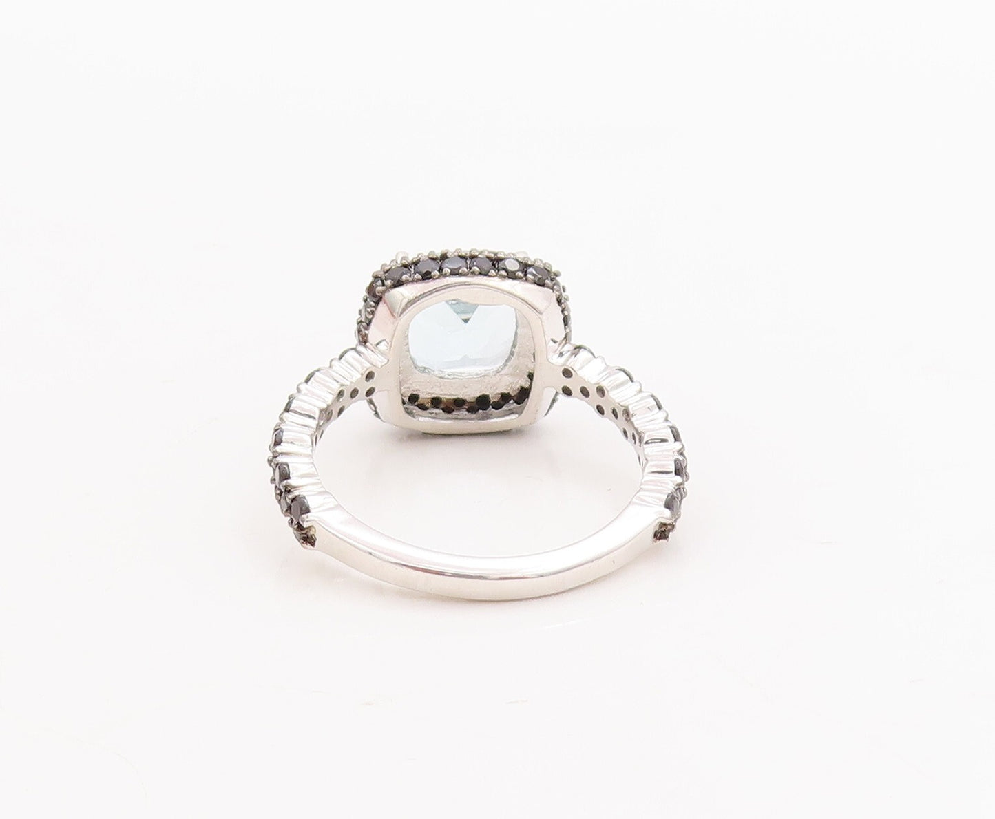 925 Sterling Silver Vintage Ring Blue Topaz Halo Spinel Frame  Sz 7  RG29267