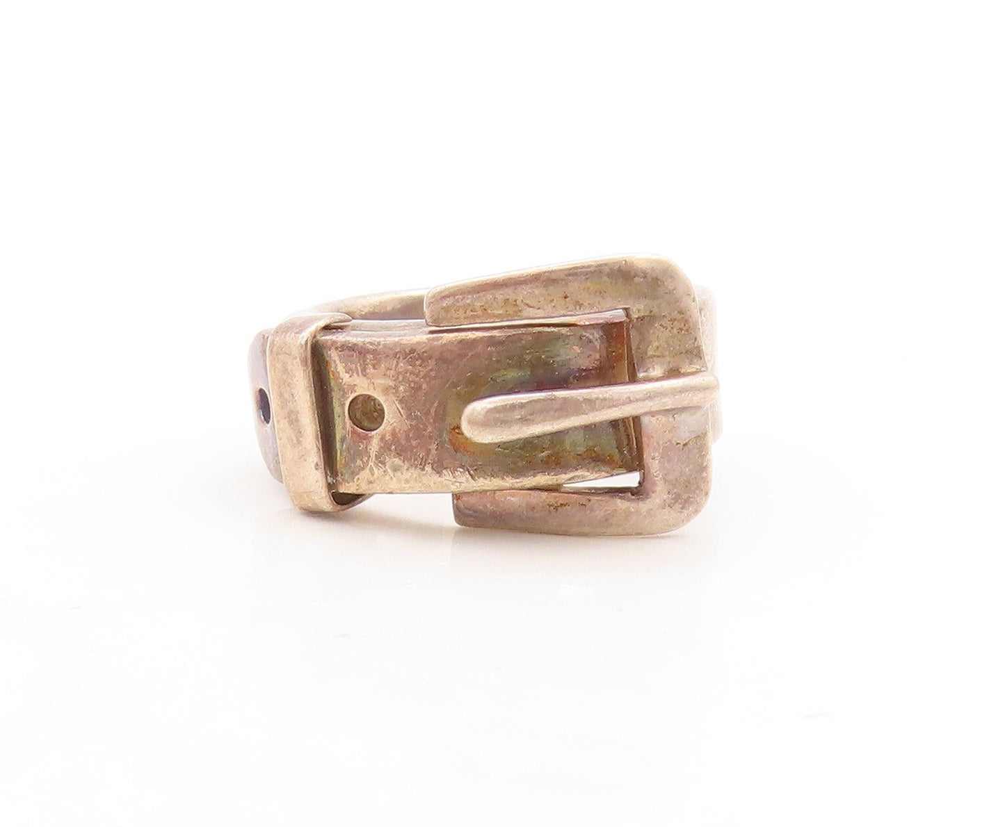 925 Sterling Silver Vintage Ring MEXICO Dark Tone Cutout Belt   Sz 7  RG31555