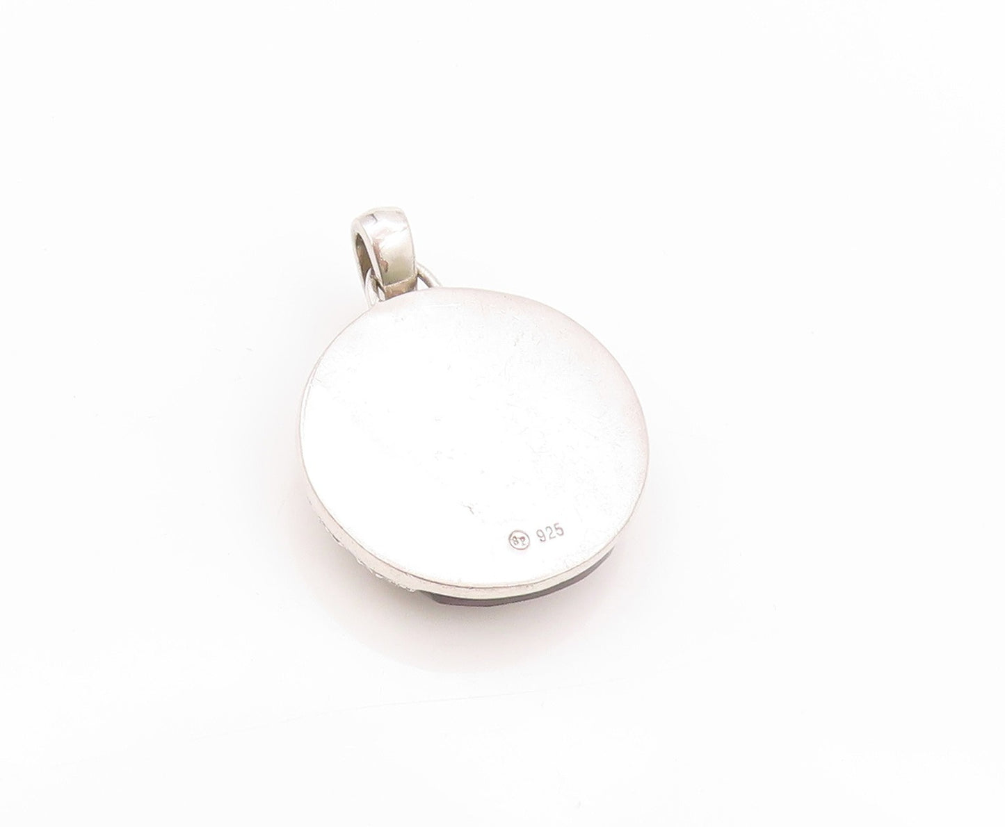 925 Sterling Silver Vintage Pendant Gemstone & CZ Designer Inlay  PT24055