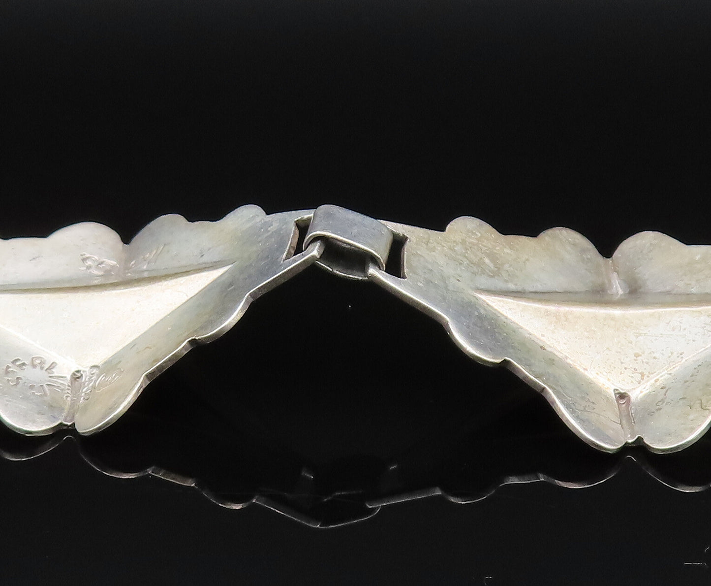 TAXCO 925 Sterling Silver Vintage Designer Floral Motif Link Bracelet BT9535