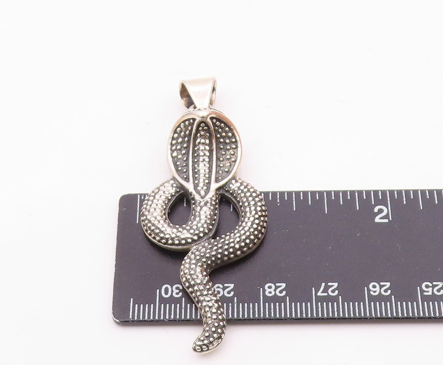 925 Sterling Silver  Vintage Shiny Cobra Snake Motif Pendant  PT19045