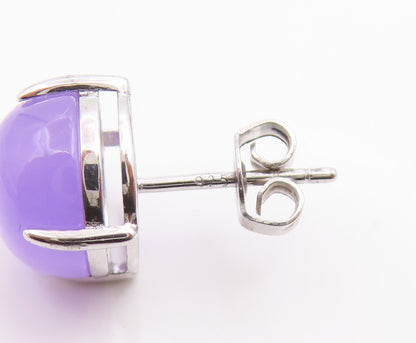 925 Sterling Silver Vintage Earrings Cabochon Amethyst Minimalist Stud  EG14128