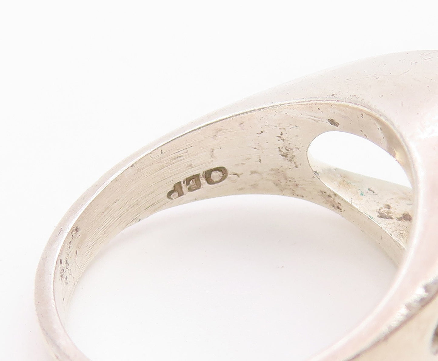 925 Sterling Silver Vintage Ring MEXICO Modernist Round CZ Band  Sz 7  RG36749