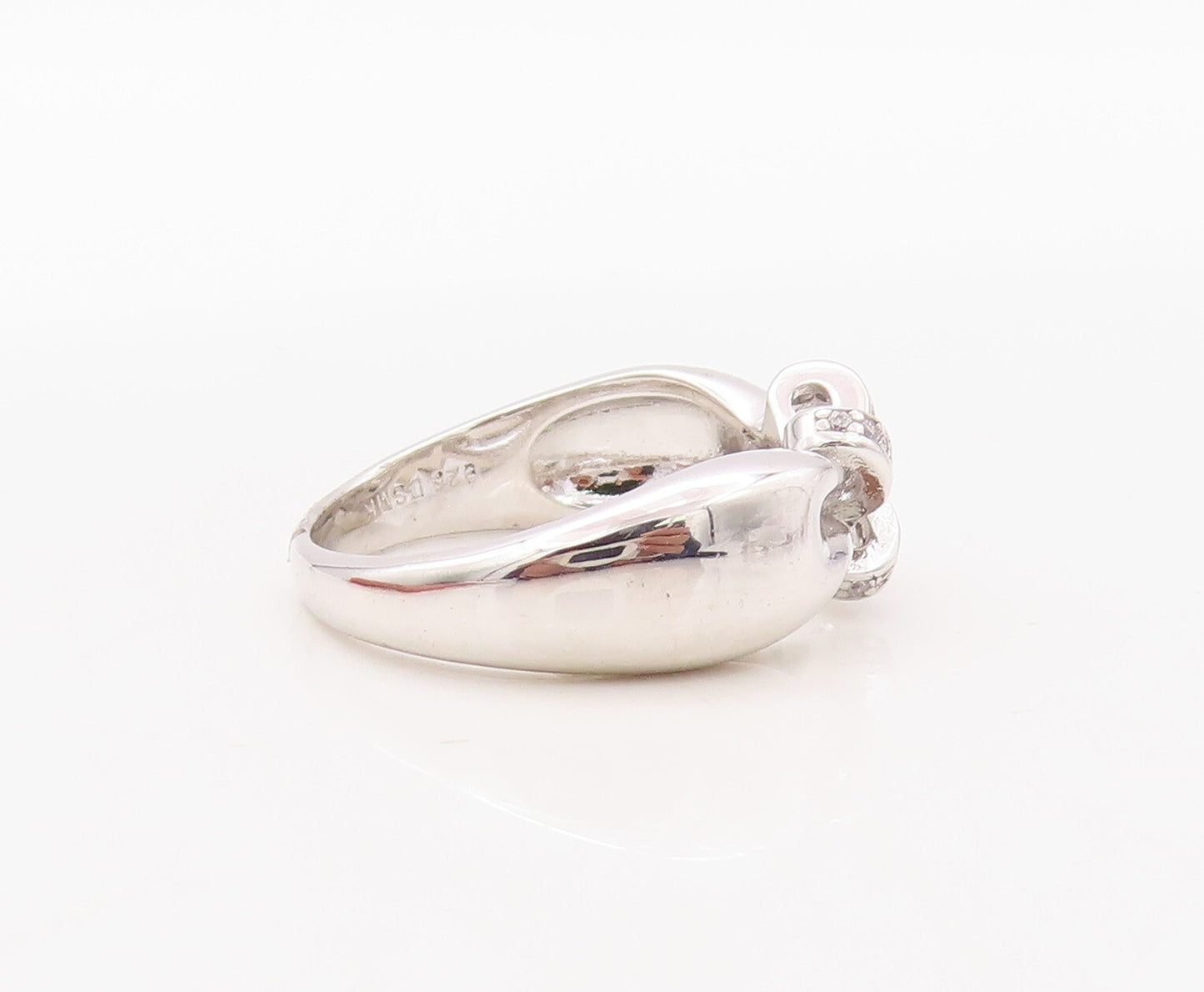 925 Sterling Silver Vintage Ring Designer Bow Cutout CZ Inlay  Sz 7  RG30938