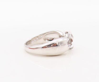 925 Sterling Silver Vintage Ring Designer Bow Cutout CZ Inlay  Sz 7  RG30938