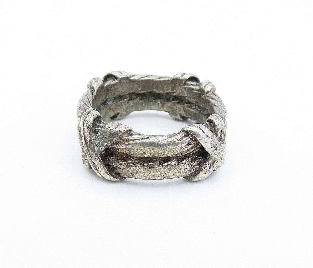 925 Sterling Silver  Vintage Antique Rope Twist Wrapped Band Ring Sz 5  RG6262