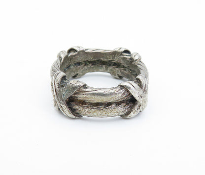 925 Sterling Silver  Vintage Antique Rope Twist Wrapped Band Ring Sz 5  RG6262