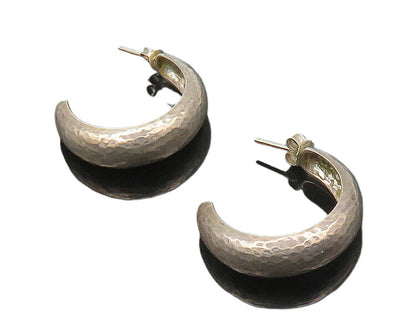 SILPADA 925 Sterling Silver  Vintage Shiny Hammered JHoop Earrings  EG9487