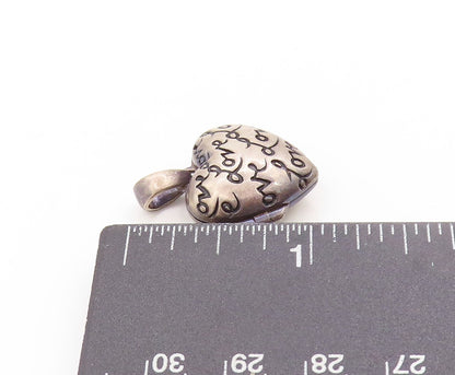 925 Sterling Silver Vintage Pendant Engraved Love Heart Locket OPENS  PT25118