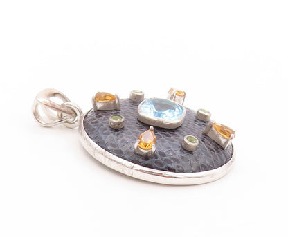 925 Sterling Silver Vintage Pendant CHI BY FALCHI Peridot Citrine Topaz  PT24141