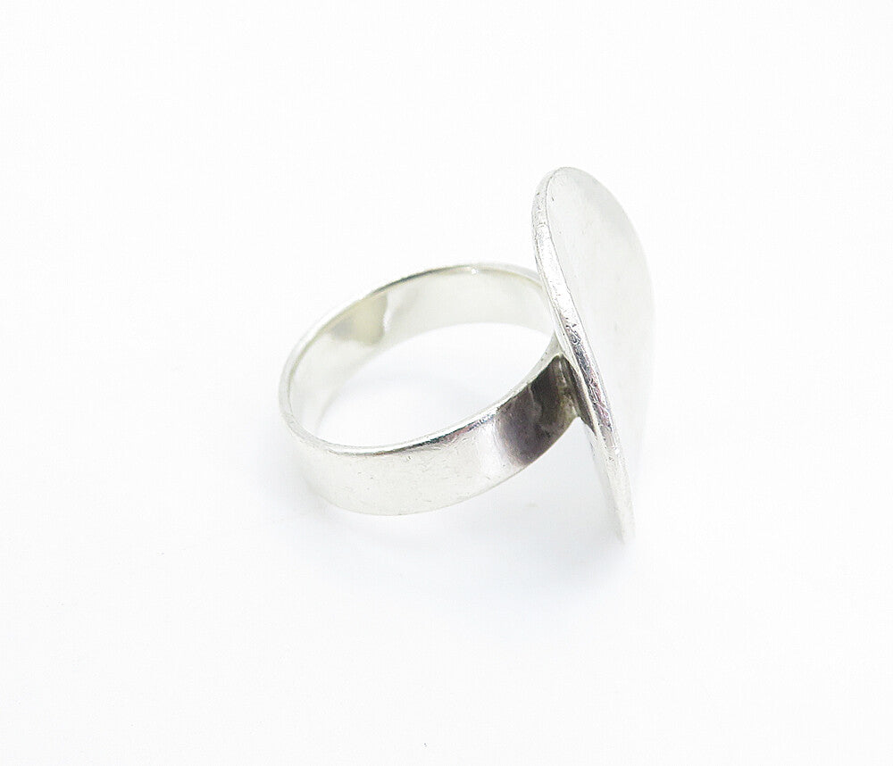 925 Sterling Silver  Vintage Shiny Round Concave Smooth Band Ring Sz 5  RG7136