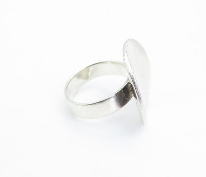 925 Sterling Silver  Vintage Shiny Round Concave Smooth Band Ring Sz 5  RG7136