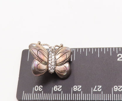 925 Sterling Silver Vintage Pendant PANDORA Solid Carved CZ Butterfly  PT23110