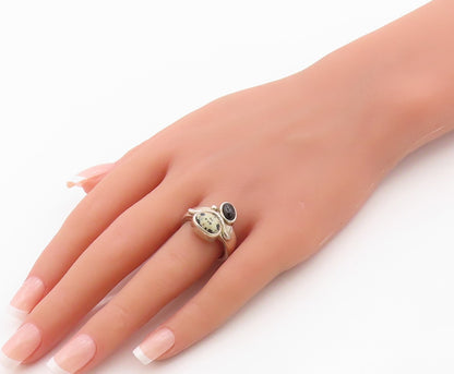 925 Sterling Silver Vintage Ring WHITNEY KELLY Jasper & Onyx Band  Sz 8  RG36390