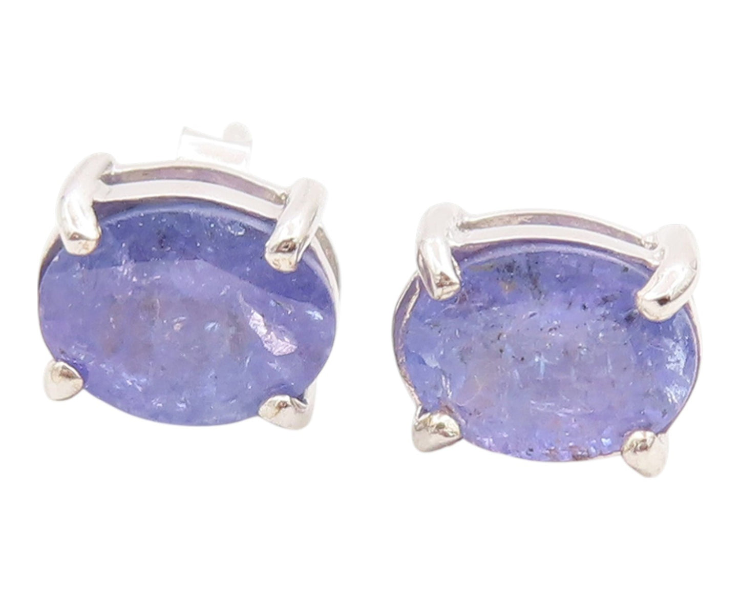925 Sterling Silver Vintage Earrings Minimalist Oval Cut Tanzanite Stud  EG14273