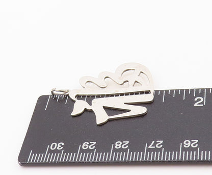 925 Sterling Silver Vintage Pendant Chinese Character Of Good Fortune  PT24075