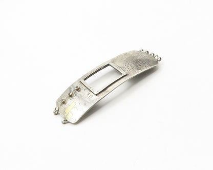 925 Silver & 14K GOLD Vintage Genuine Diamonds Modernist Necklace Pie ce TR2326