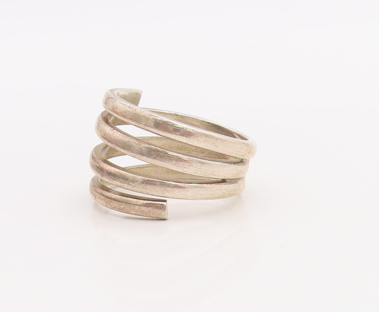 925 Sterling Silver Vintage Ring Minimalist Spiral Coil  Sz 8  RG28906