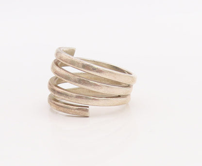 925 Sterling Silver Vintage Ring Minimalist Spiral Coil  Sz 8  RG28906