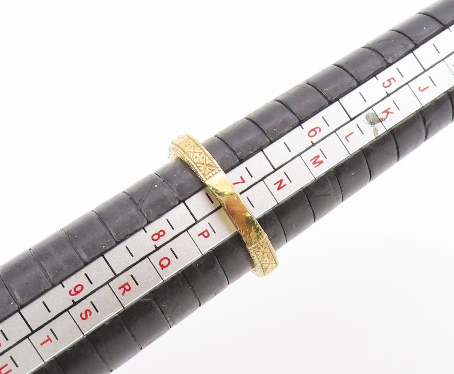 925 Sterling Silver Vintage Ring Gold Plated CZ Geometric Band  Sz 7  RG34725