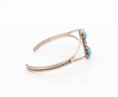 925 Sterling Silver Vintage Bracelet NAVAJO Cutout Oval Turquoise Cuff  BT11088