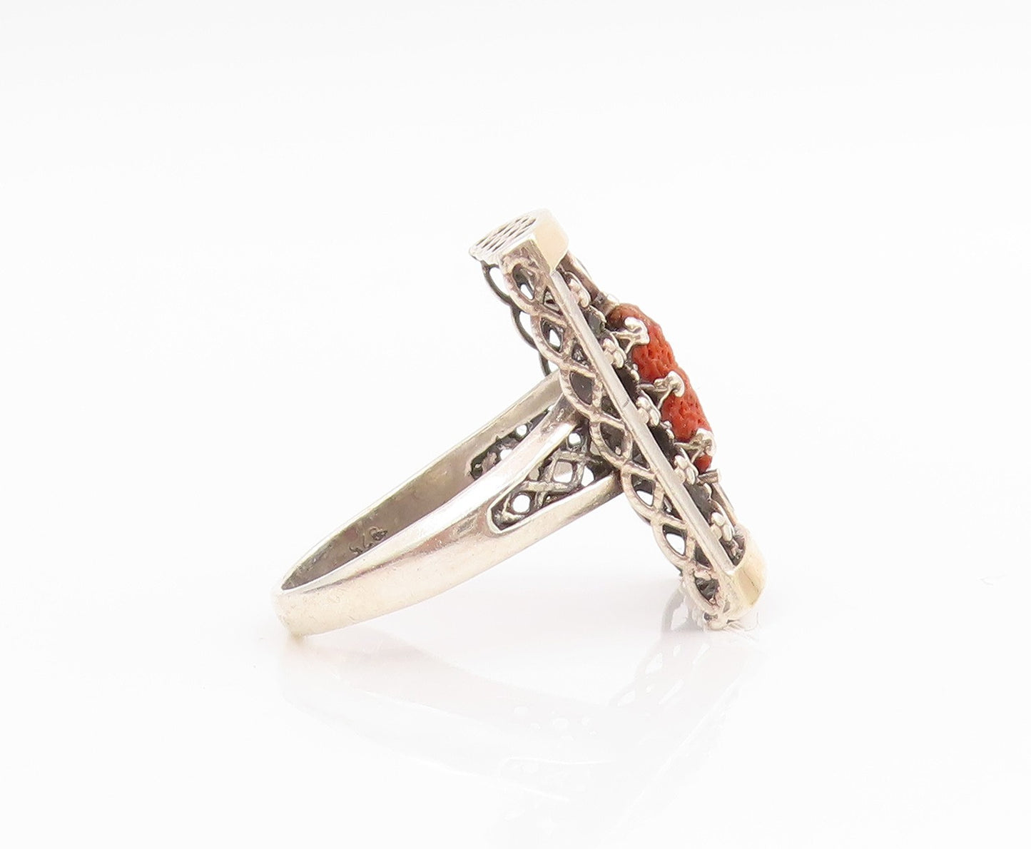 14k Gold & 925 Sterling Silver Vintage Ring Gemstone & Topaz Band  Sz 9  RG35443