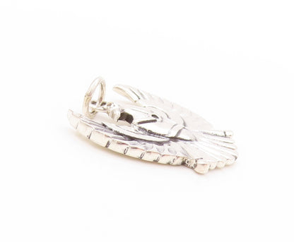 925 Sterling Silver Vintage Pendant Flying Carved US Eagle  PT24180