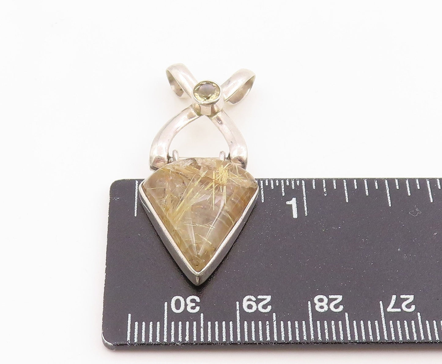 925 Sterling Silver Vintage Pendant Modernist Citrine & Gemstone Charm  PT26247