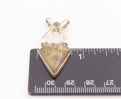 925 Sterling Silver Vintage Pendant Modernist Citrine & Gemstone Charm  PT26247