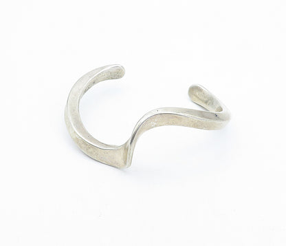 925 Sterling Silver  Vintage Wavy Swirl Designed Smooth Cuff Bracelet  BT1482