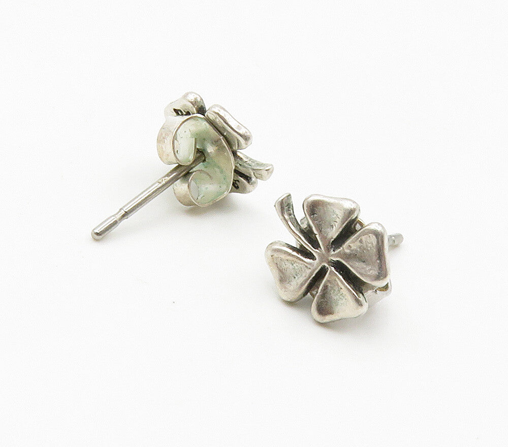 925 Sterling Silver  Vintage Four Leaf Clover Stud Earrings  EG7913