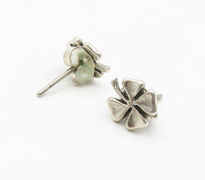 925 Sterling Silver  Vintage Four Leaf Clover Stud Earrings  EG7913
