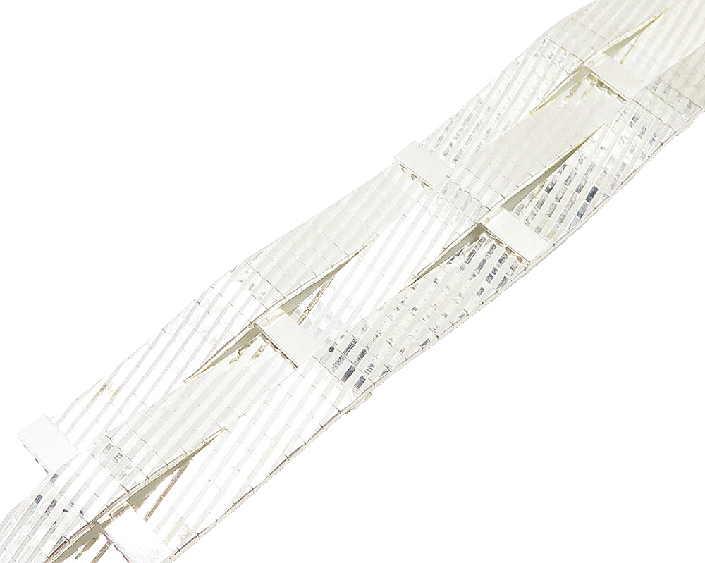 925 Sterling Silver Shiny Slanted Multi Strand Bangle Bracelet BT7250