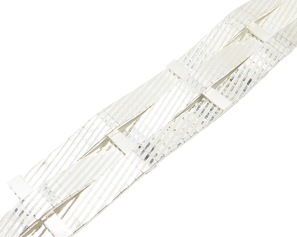 925 Sterling Silver Shiny Slanted Multi Strand Bangle Bracelet BT7250