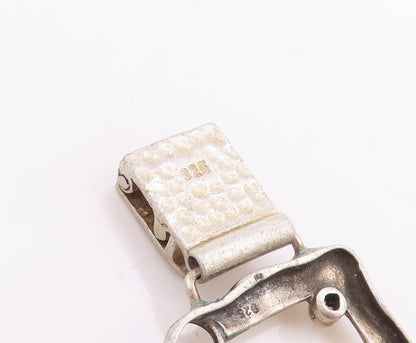 14k Gold & 925 Sterling Silver Vintage Bracelet CZ Floral Panel Link  BT11846