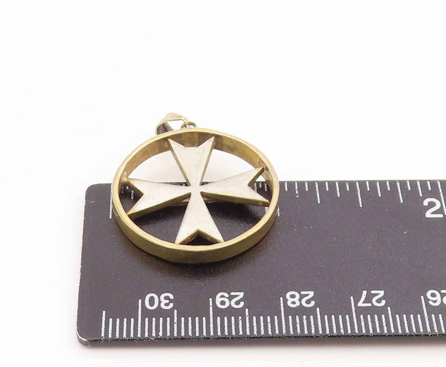 925 Sterling Silver Vintage Pendant Gold Plated Holy Maltese Cross Medal PT26070