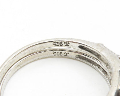 925 Sterling Silver  Cubic Zirconia Solitaire & Band Ring Set Sz 11  RG11296