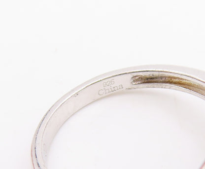 925 Sterling Silver Vintage Ring Sparkling CZ Halo Statement Band  Sz 6  RG33847