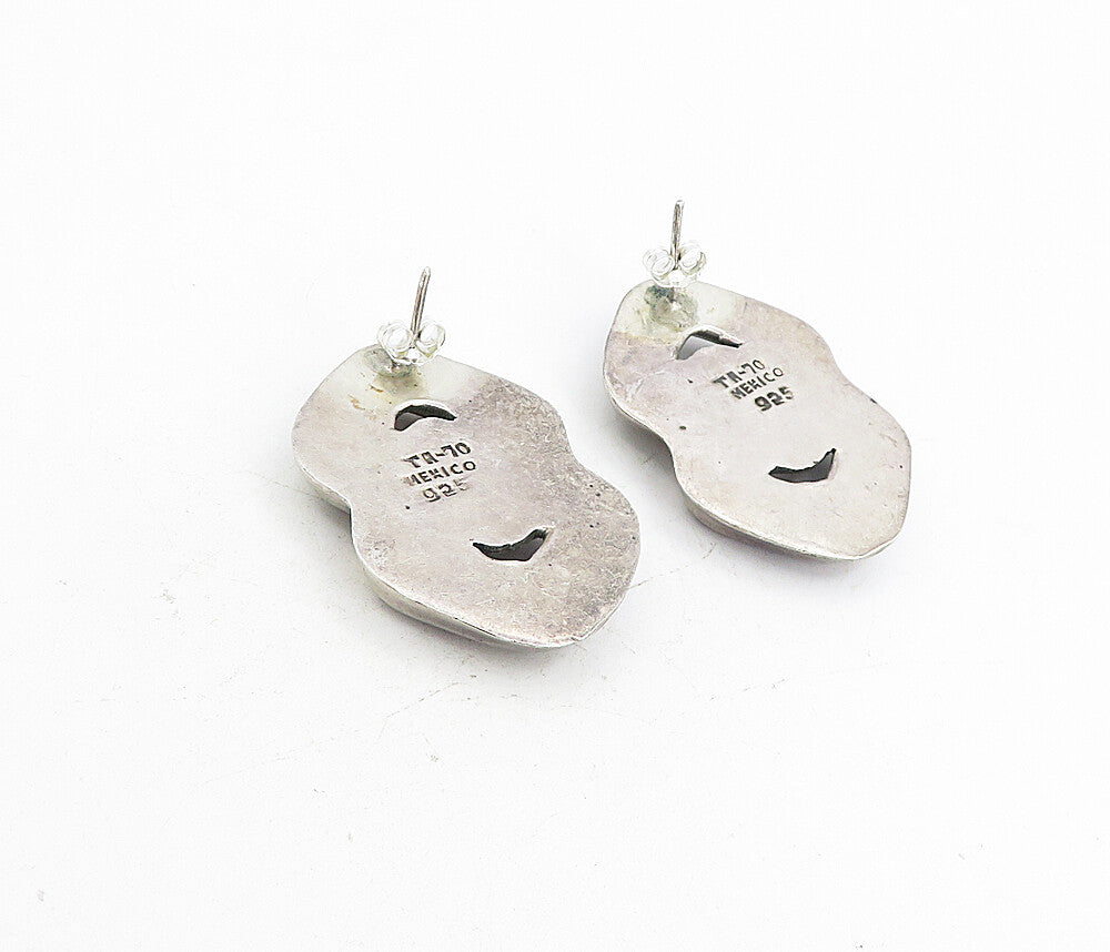 MEXICO 925 Sterling Silver   Vintage Dark Tone Linked Drop Earrings  EG4413