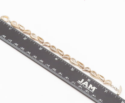 925 Silver  Vintage Modernist Rough Surface Swirly Drop Link Bracelet  BT10150