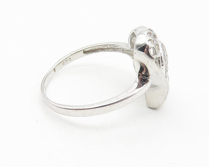 925 Sterling Silver  Sparkling Topaz Love Hearts Band Ring Sz 9  RG10737