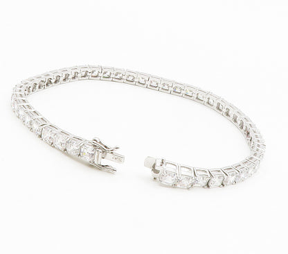 925 Sterling Silver  Sparkling Cushion Cut Cubic Zirconia Tennis Bracelet BT5866