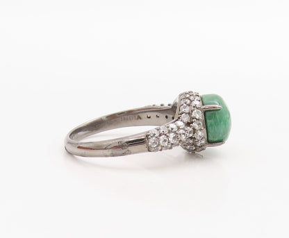 925 Sterling Silver Vintage Ring Dark Tone Green Gemstone & Topaz  Sz 7 RG30951