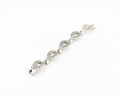 MEXICO 925 Sterling Silver  Vintage Open Oval Hinge Chain Bracelet  BT7609