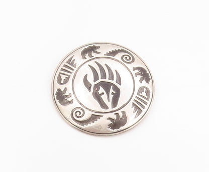 925 Sterling Silver Vintage Brooch NAVAJO Bear Paw Strength Motif Design BP11812