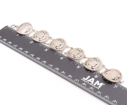 925 Sterling Silver Vintage Bracelet Antique Royal Peruana Coins   BT11264