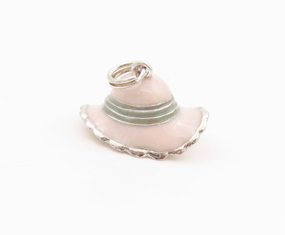 925 Sterling Silver Vintage Pendant Designer CZ Enameled Lady Hat Charm  PT24277