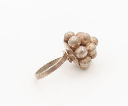 MEXICO 925 Silver  Vintage Beaded Grape Stack Solid Ring Sz 7.5  RG26880